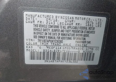 2019 Nissan Sentra S from USA, damaged, VIN 3N1AB7APXKY236380